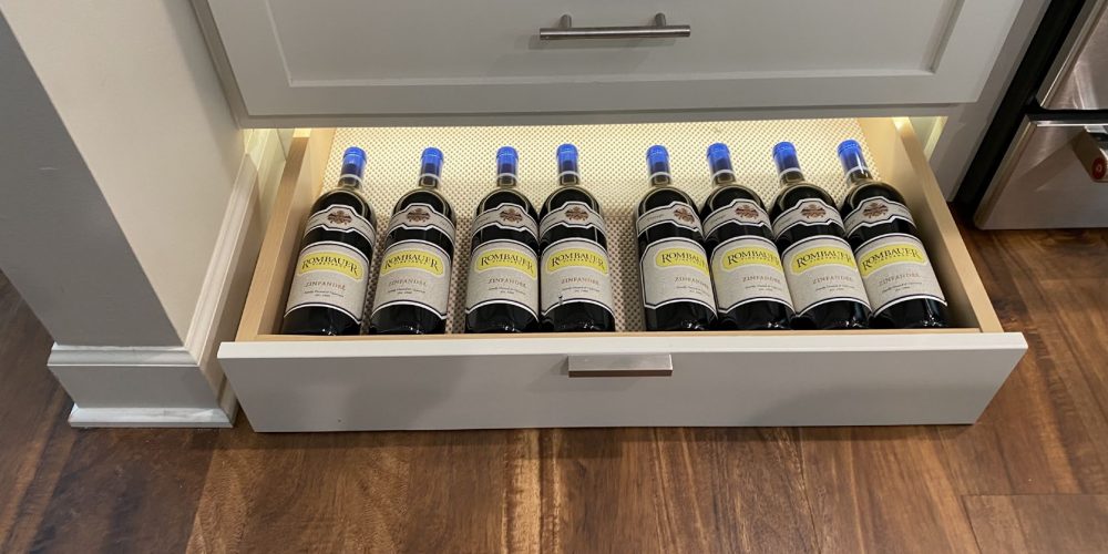 Toe Kick Wine Drawer Open